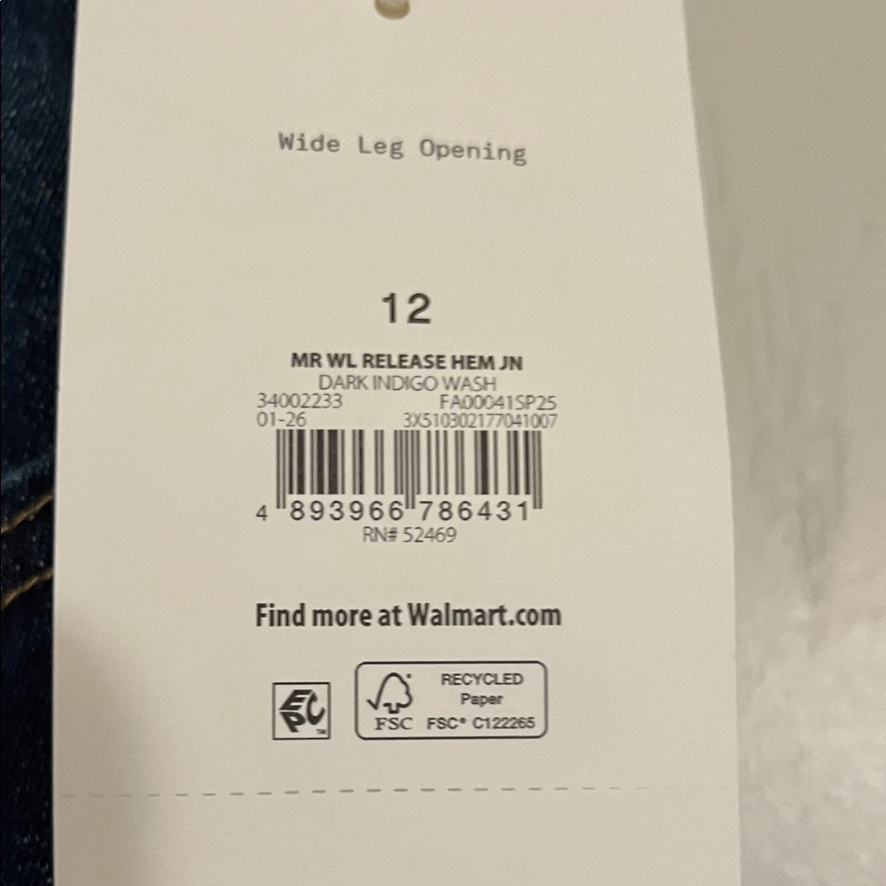 Free Assembly Dark Blue Wide Leg Cropped Jeans 12 NWT - Picture 6 of 13